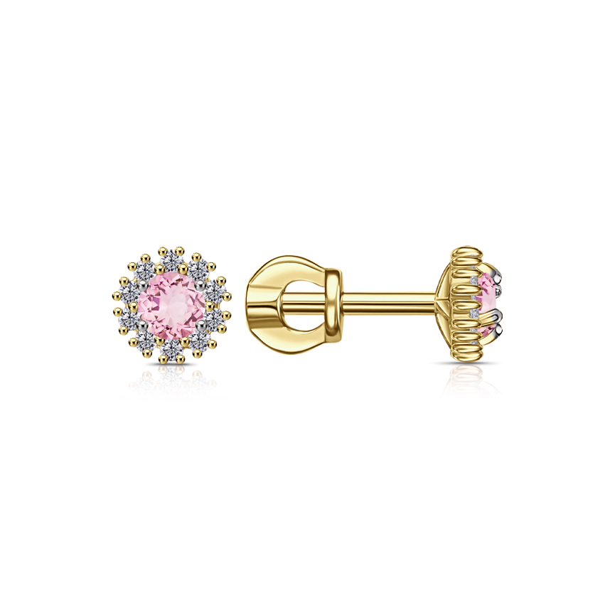 Серьги из желтого золота с фианитами