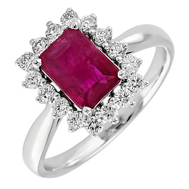 Кольцо из белого золота с рубином 1,17 ct