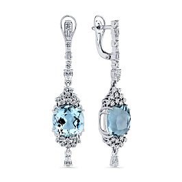 Серьги из белого золота с аквамаринами 13,12 ct