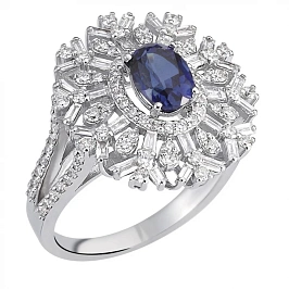 Кольцо из золота с бриллиантами и сапфиром