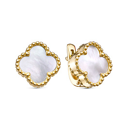 Серьги из желтого золота с перламутром