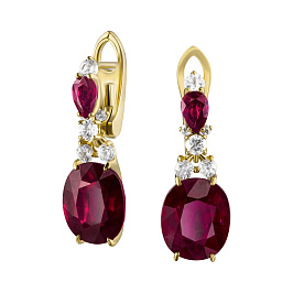 Серьги из желтого золота с рубинами 10,14 ct