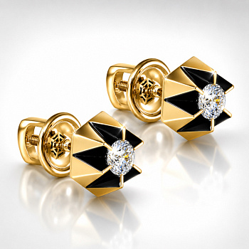 Серьги из желтого золота с бриллиантами 0,36 ct