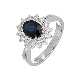Кольцо из белого золота с сапфиром 1,78 ct