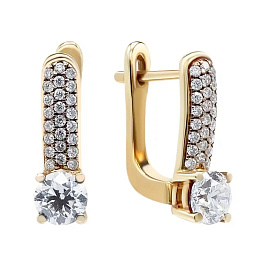 Серьги из желтого золота с бриллиантами 0,6 ct