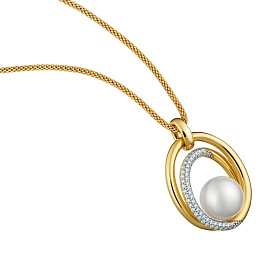 Подвеска из желтого золота с жемчугом