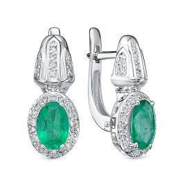 Серьги из белого золота с изумрудами 1,4 ct