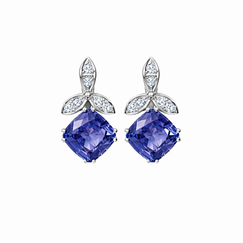 Серьги из белого золота с танзанитами 5,6 ct