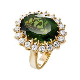 Кольцо  из желтого золота с турмалином 9,09 ct