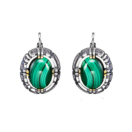 Серьги из серебра с малахитом