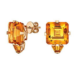Серьги из желтого золота с цитринами 13 ct