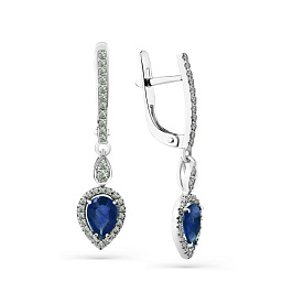 Серьги из белого золота с сапфирами 1,48 ct