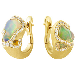 Серьги из желтого золота с опалами 7,17 ct