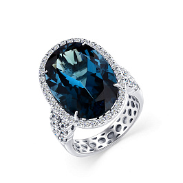 Кольцо из белого золота с топазом 20,467 ct