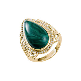 Кольцо из желтого золота с малахитом 9,81 ct