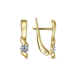 Серьги из желтого золота с фианитами 0,13 ct