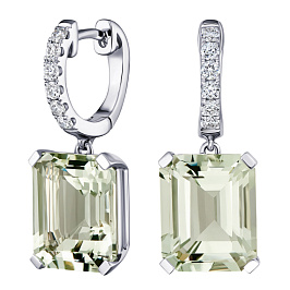 Серьги из белого золота с празиолитами 9,4 ct