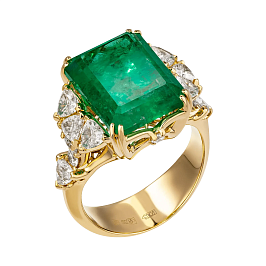 Кольцо из желтого золота с изумрудом 7,78 ct