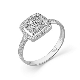Кольцо из белого золота с бриллиантами 0,18 ct