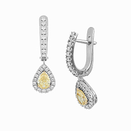 Серьги из белого золота с фантазиными бриллиантами 0,78 ct