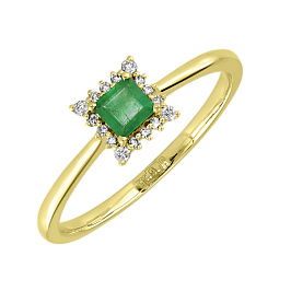 Кольцо из желтого золота с изумрудом 0,24 ct