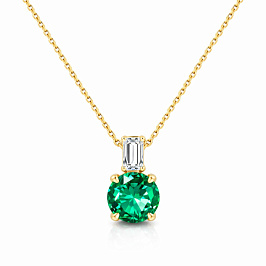 Колье из желтого золота с изумрудом 0,637 ct