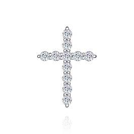 Крест из белого золота с бриллиантами