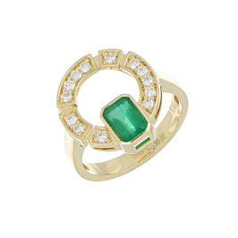 Кольцо из желтого золота с изумрудом 0,44 ct