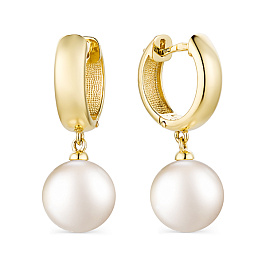 Серьги из желтого золота с жемчугом