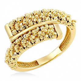 Кольцо с шариками из желтого золота