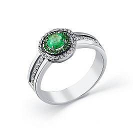 Кольцо из белого золота с изумрудами 0,326 ct