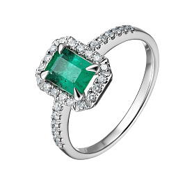 Кольцо из белого золота с изумрудом 0,85 ct