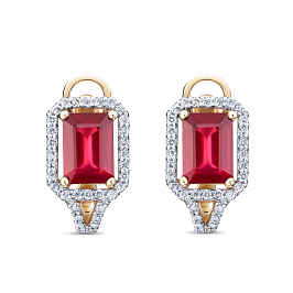 Серьги из желтого золота с рубинами 3,31 ct