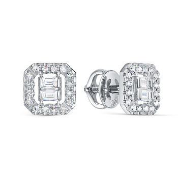 Серьги из белого золота с бриллиантами 0,18 ct