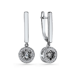 Серьги из белого золота с бриллиантами 0,05 ct