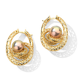 Серьги из желтого золота с жемчугом