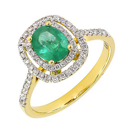 Кольцо из желтого золота с изумрудом 0,97 ct