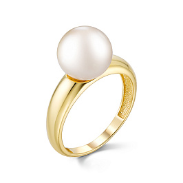 Кольцо из желтого золота с жемчугом