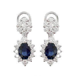 Серьги из белого золота с сапфирами 1,41 ct