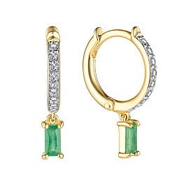 Серьги из желтого золота с изумрудами 0,24 ct