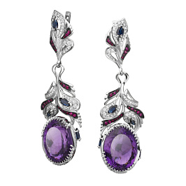 Серьги из белого золота с аметистами 40,49 ct