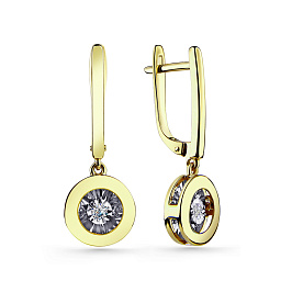 Серьги из желтого золота с бриллиантами 0,084 ct