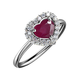 Кольцо из белого золота с рубином 1,19 ct