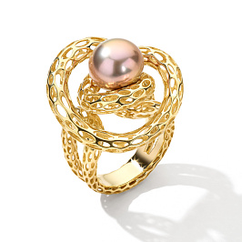 Кольцо из желтого золота с жемчугом