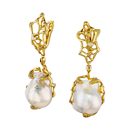 Серьги из желтого золота с жемчугом