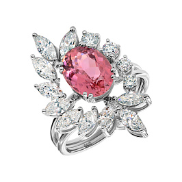 Кольцо из белого золота с турмалином 2,4 ct