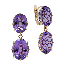 Серьги из розового золота с аметистами 46,6 ct