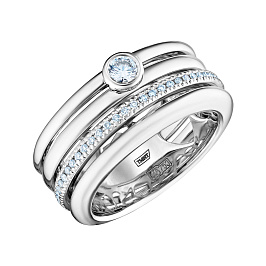 Кольцо из белого золота с бриллиантами 0,13 ct