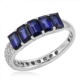 Кольцо из золота с бриллиантами и сапфирами