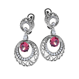 Серьги из белого золота с гранатом 4,15 ct